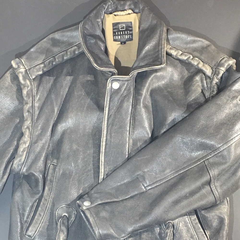 Distressed “Aerosmith” Leather Jacket.  M